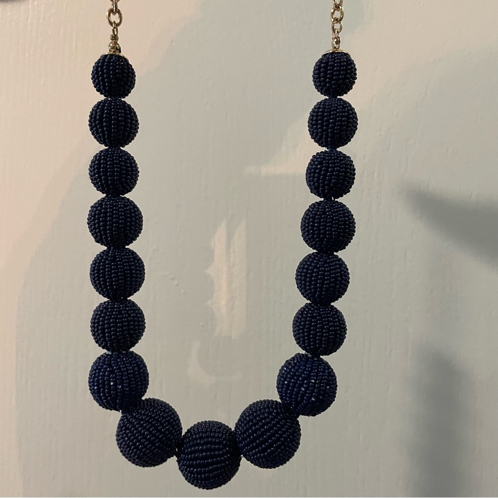 Navy Beaded Statement Necklace
